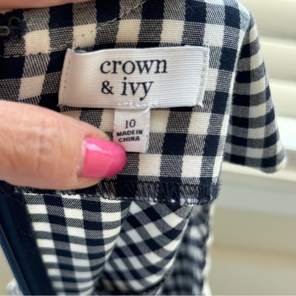 Crown and Ivy Navy/White Gingham/Checked Sheath Dress Knee preppy Casual size 10 - Picture 4 of 4